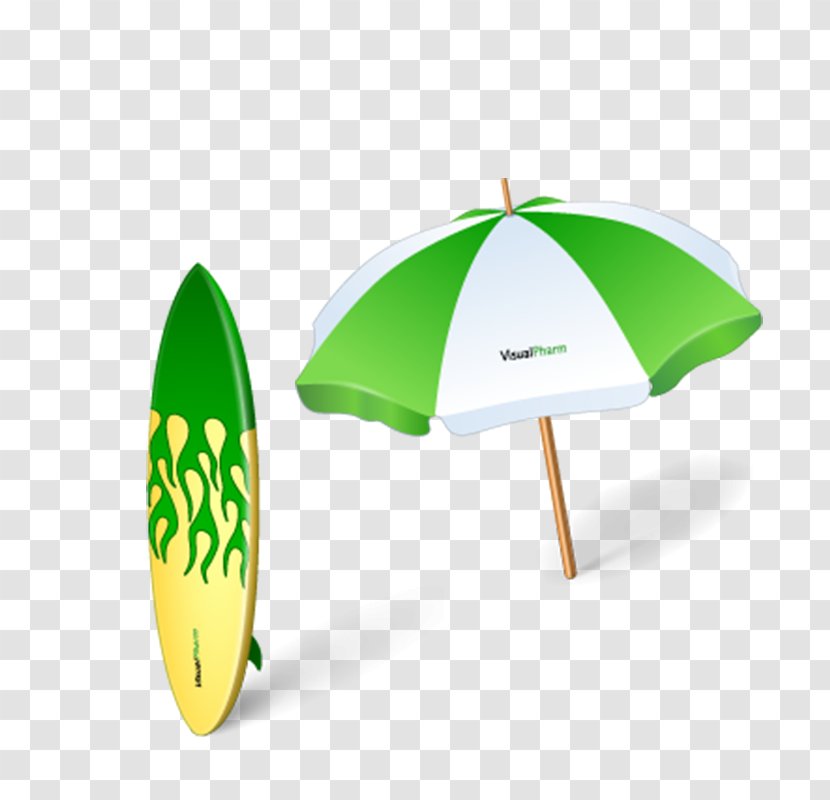 Beach Icon - Brand - Cartoon Umbrellas And Surfboards Transparent PNG