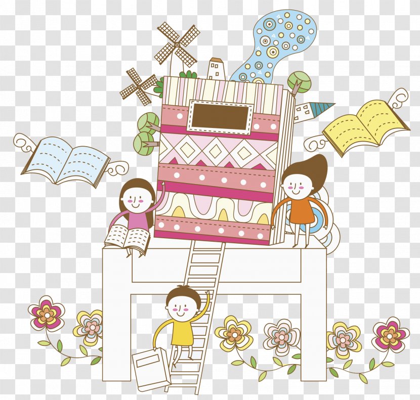 Drawing Reading Illustration - Flying Books Transparent PNG