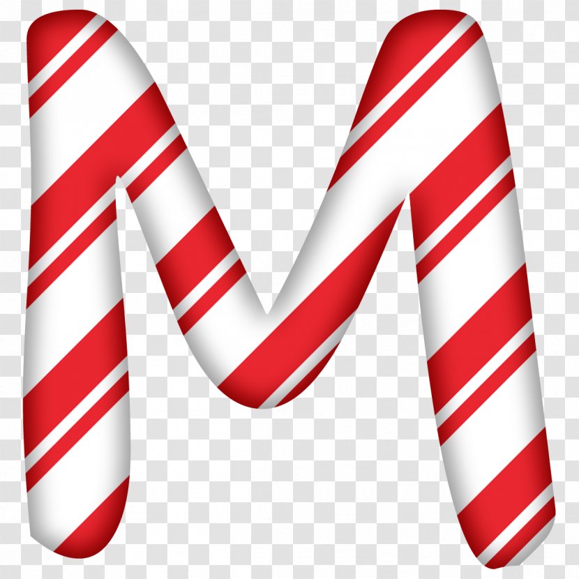 Candy Cane Santa Claus Letter Christmas Alphabet - M Transparent PNG