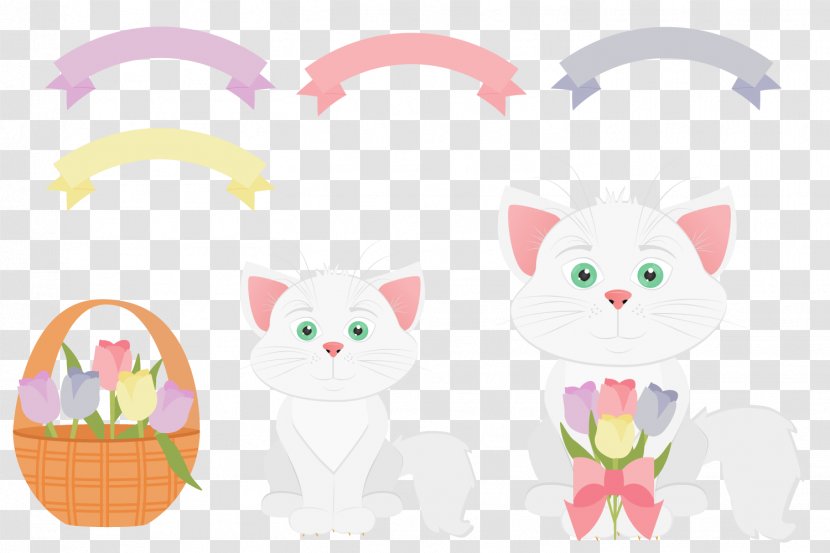 Kitten Whiskers Cat Easter Bunny Illustration - Pink M Transparent PNG