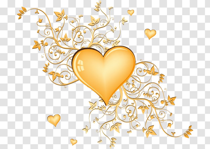Gold Heart - Cartoon Transparent PNG