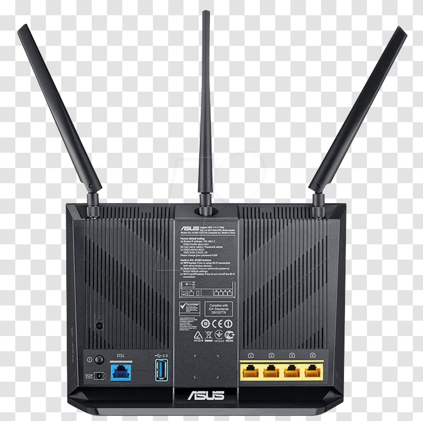 ASUS DSL-AC68U DSL Modem Router Digital Subscriber Line VDSL - Wireless Access Point - Dsl Transparent PNG