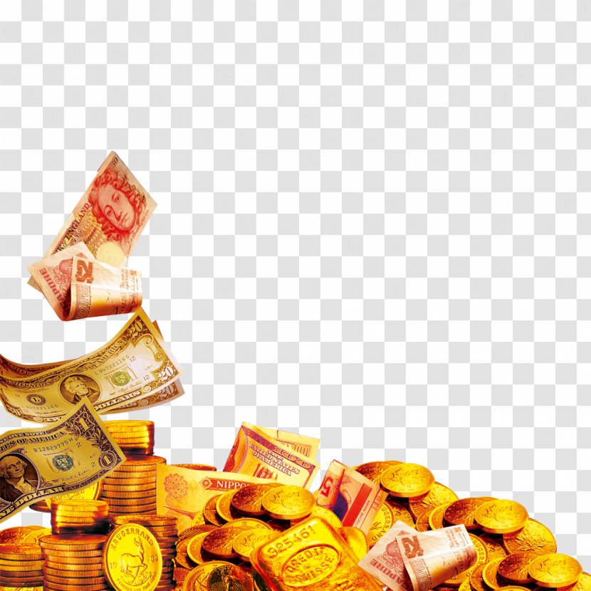 Devaluation Renminbi Exchange Rate Foreign Market Foreign-exchange Reserves - Piled Coins And Gold Transparent PNG