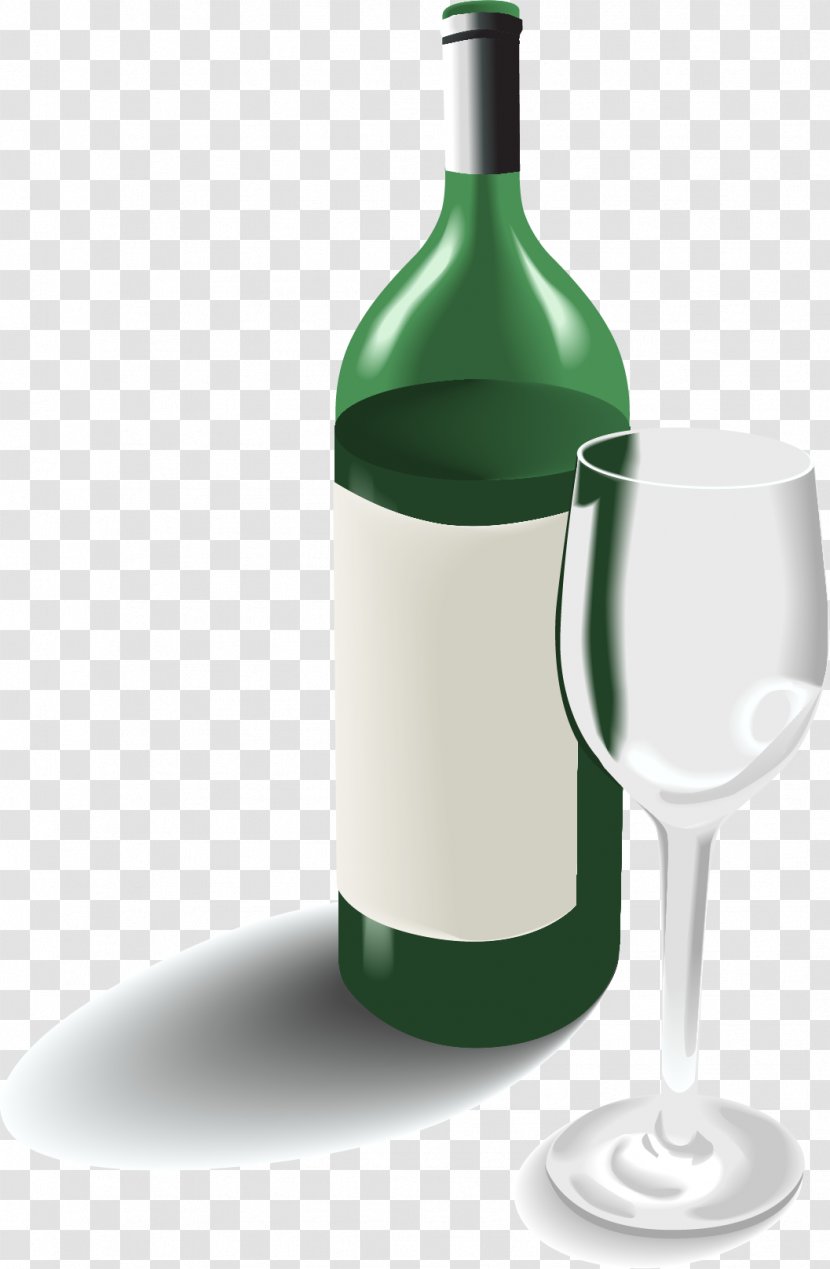 Red Wine Champagne Bottle - Vector Hand-painted Transparent PNG
