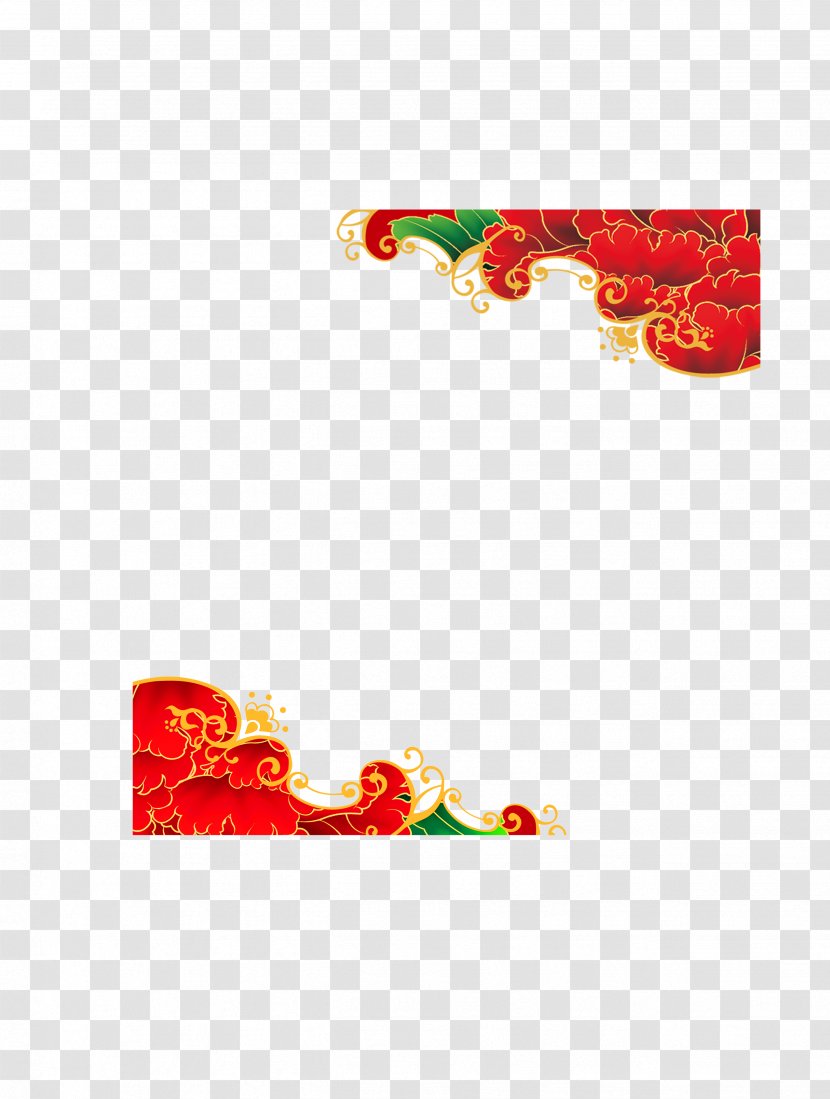 China Chinese New Year Traditional Holidays - Area - Wind Festive Red Decorative Patterns Transparent PNG