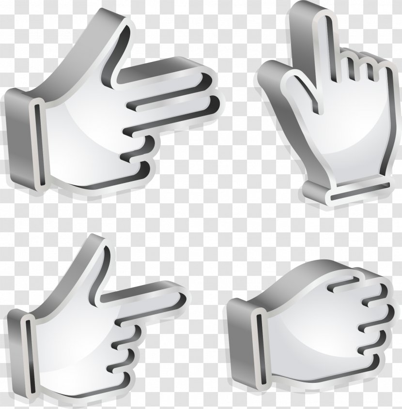 Computer Mouse Download Icon - Silver Metal Finger Transparent PNG