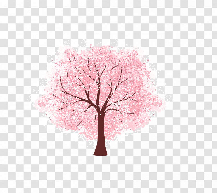 Cherry Blossom Tree Euclidean Vector - Pink Whole Romance In Japan Transparent PNG