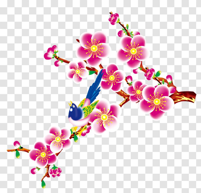 Fu Chinese New Year Download - Magpie On Plum Transparent PNG