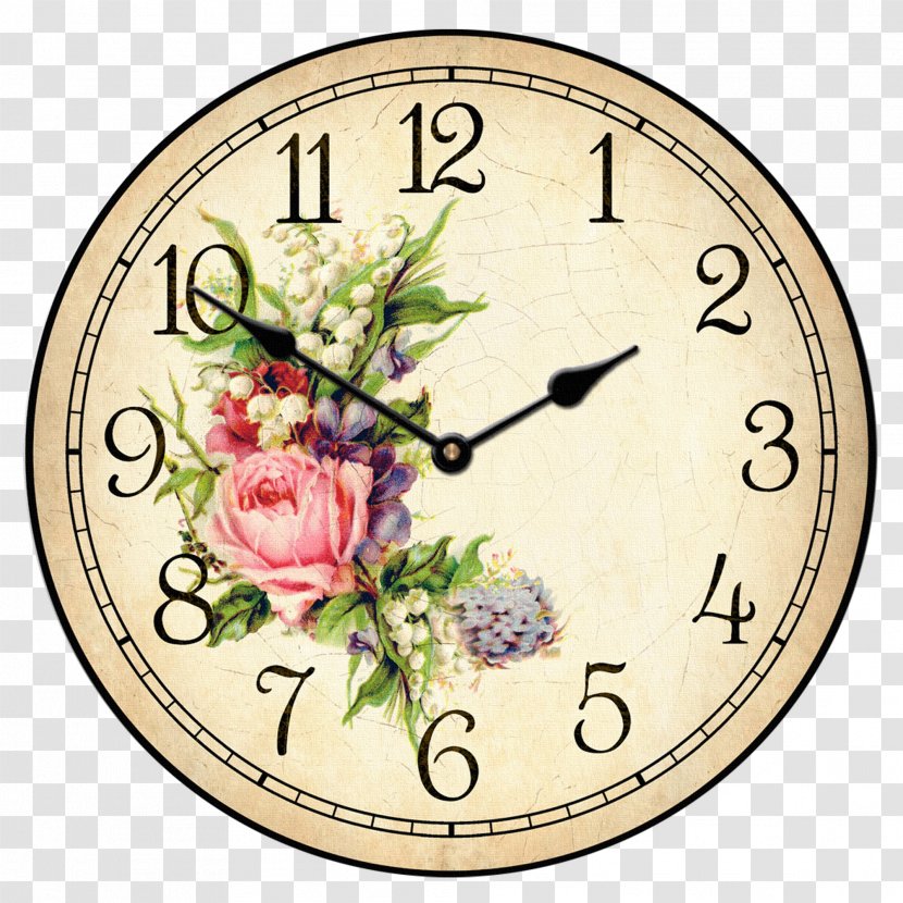 Floral Clock Table Wall Flower - Decorative Arts - Elegant Retro Watches Transparent PNG
