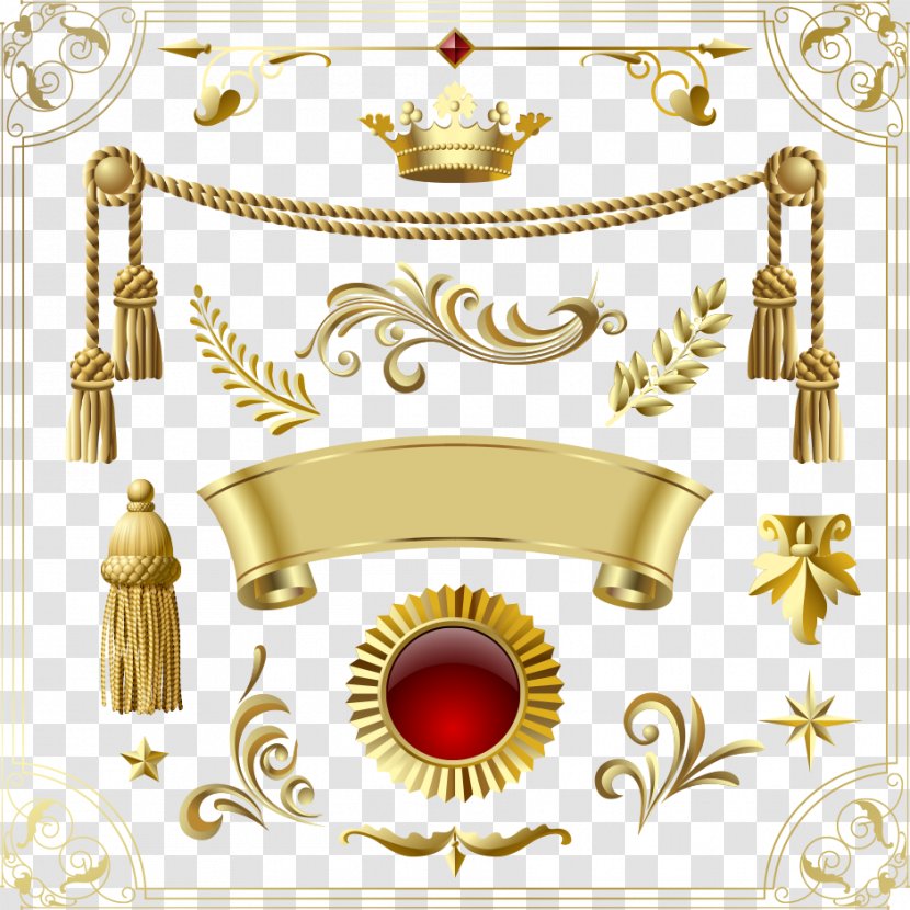 Adobe Illustrator Icon - Yellow - Vector Golden Crown And Banner Transparent PNG