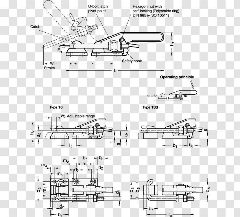 Stainless Steel Latch Welding Technical Drawing - Frame - Cad Blueprint Transparent PNG