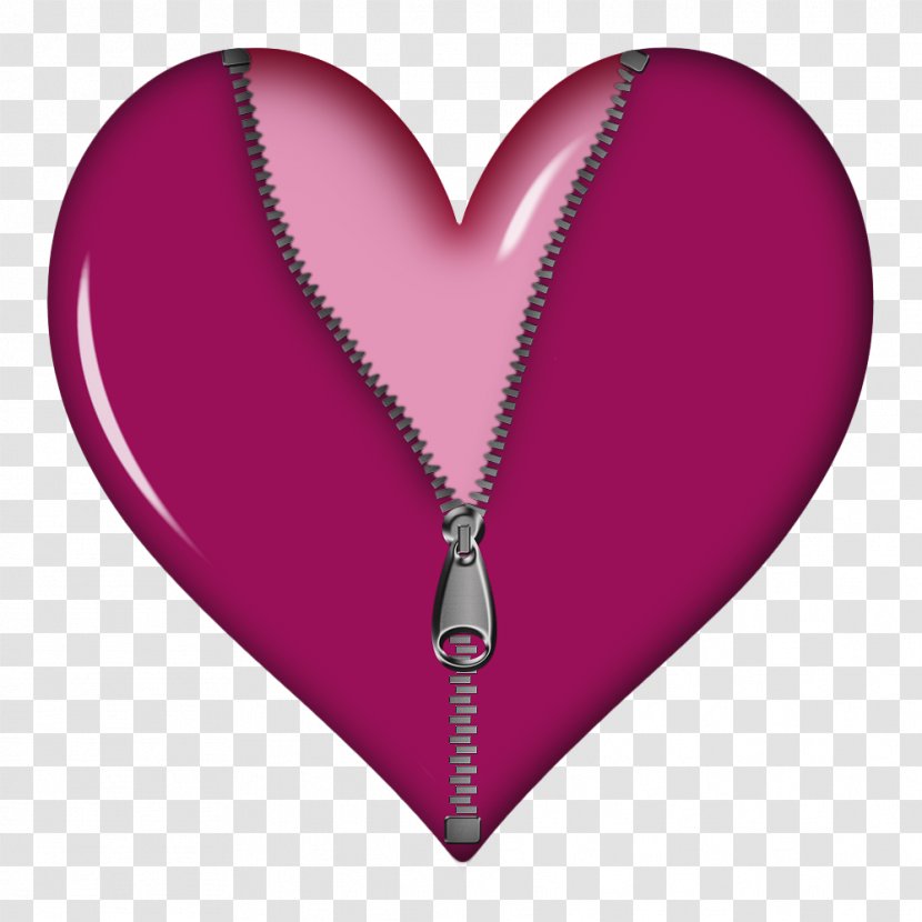 Zip Clip Art - Flower - Pink Zipped Heart Picture Transparent PNG