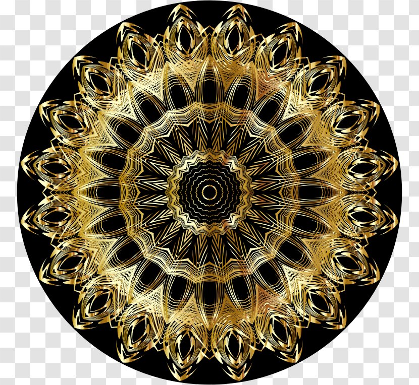 Pencil Line Art Metal Mandala Color - Cartoon - GOLD LINE Transparent PNG