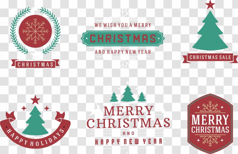 Christmas Tree Retro Style Card - Label - Pattern Transparent PNG