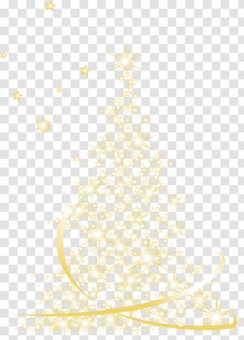 Christmas Tree Pattern - Golden Light Effect Transparent PNG
