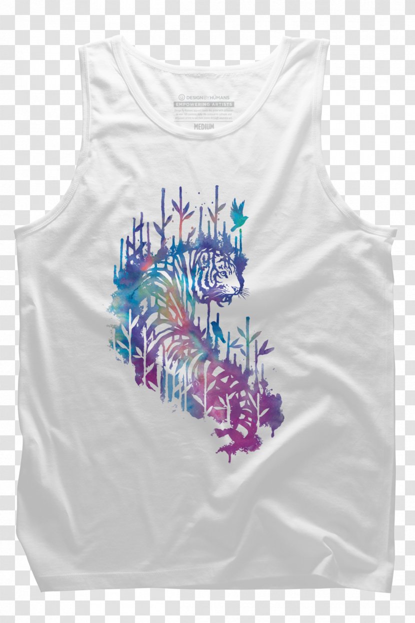 T-shirt Sleeveless Shirt Outerwear Font - Watercolor Tiger Transparent PNG
