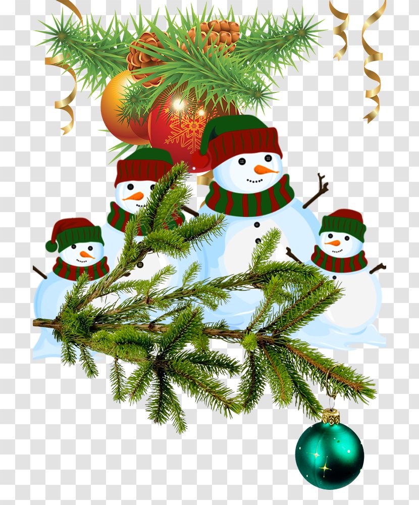 Christmas Tree Ornament Clip Art - Branch - A Group Of Creative Pine Snowman Transparent PNG