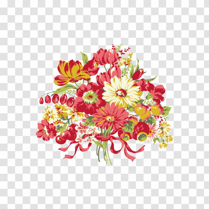 Flower Chrysanthemum Illustration - Red - Vector Bouquet Transparent PNG