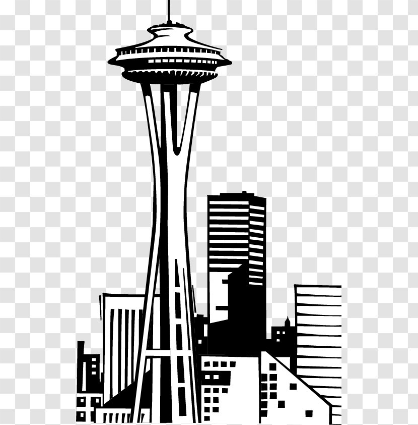 Space Needle Clip Art - Black And White Transparent PNG