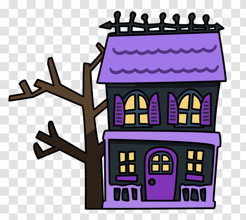 House Animation Haunted Attraction Cartoon Clip Art - Purple - Animated Calendar Clipart Transparent PNG