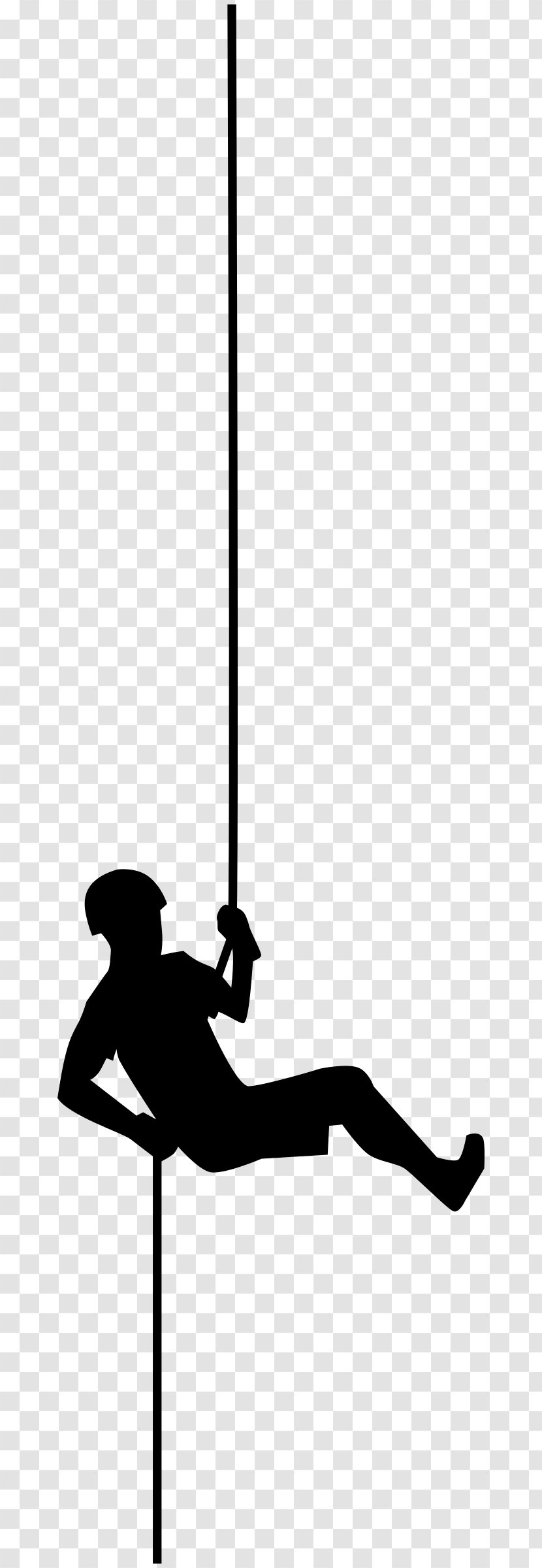 Abseiling Climbing Clip Art - Black - Hanging Rope Transparent PNG