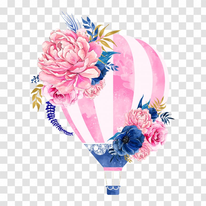 Hot Air Balloon Flower Clip Art - Birthday - Flowers Transparent PNG