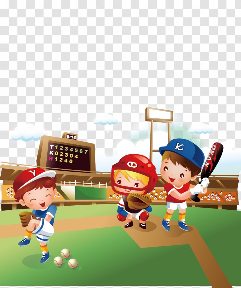 Baseball Field Cartoon Clip Art - Sport Venue - Of Softball Transparent PNG