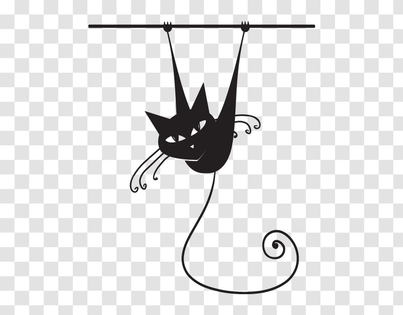 Sticker Black Cat Siamese Paper - Small To Medium Sized Cats - Drawing Transparent PNG