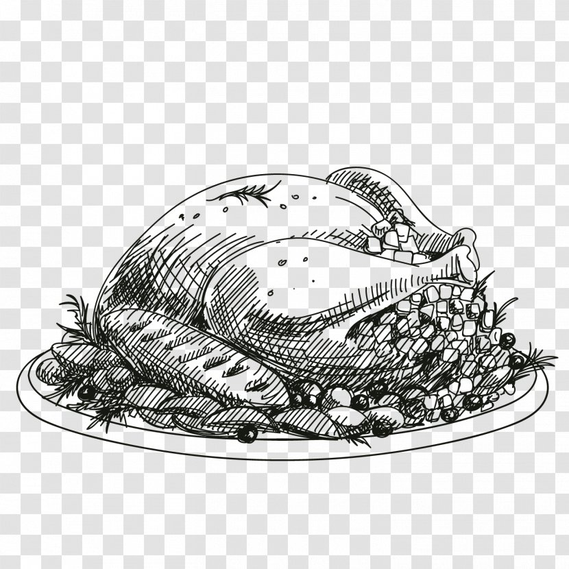 Cafe Turkey Menu Sandwich Drink - Black And White - Thanksgiving Transparent PNG