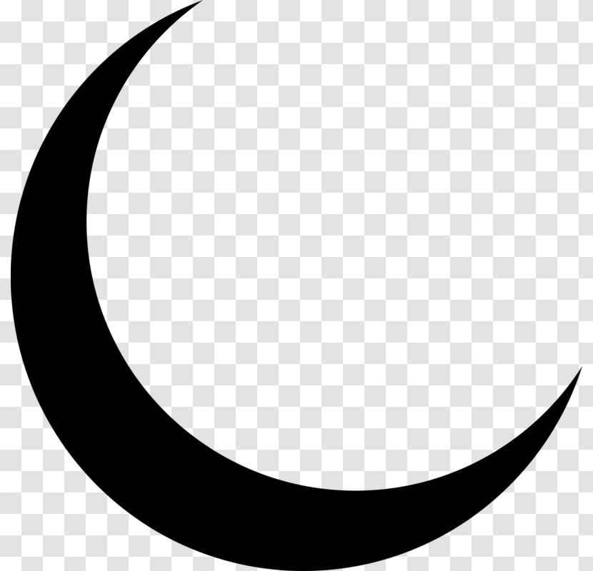 Crescent Moon Symbol Clip Art - Black And White Transparent PNG