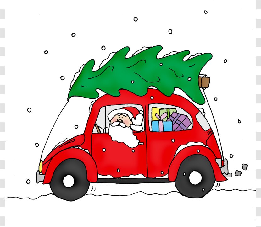 Car Santa Claus Christmas Day Image - Automotive Design - Cadeaux Stamp Transparent PNG