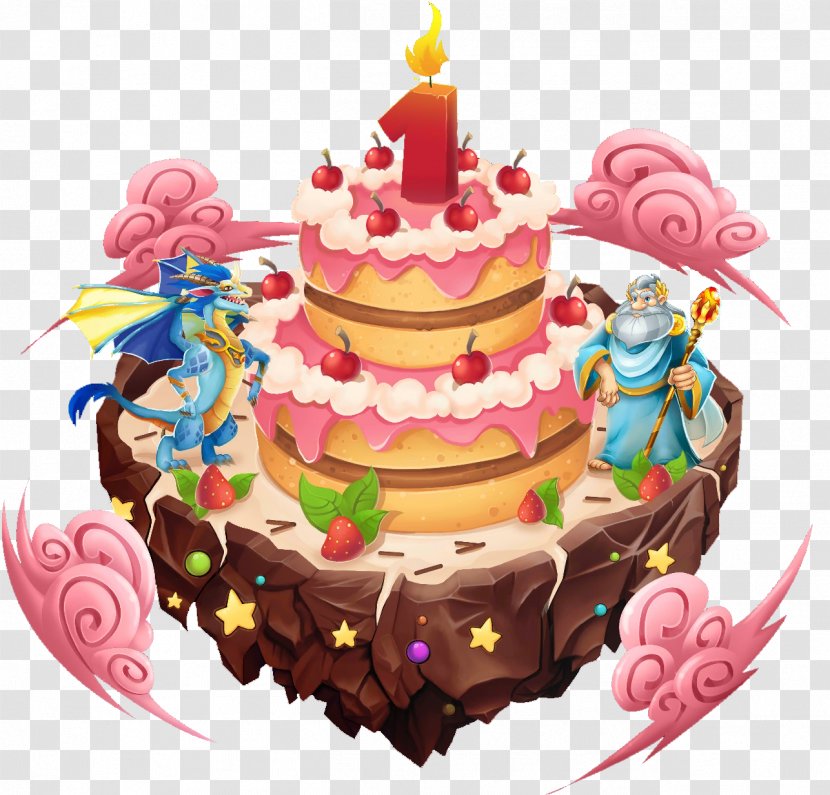 Dragon City Anniversary Island Cherry Cake - Torte Transparent PNG