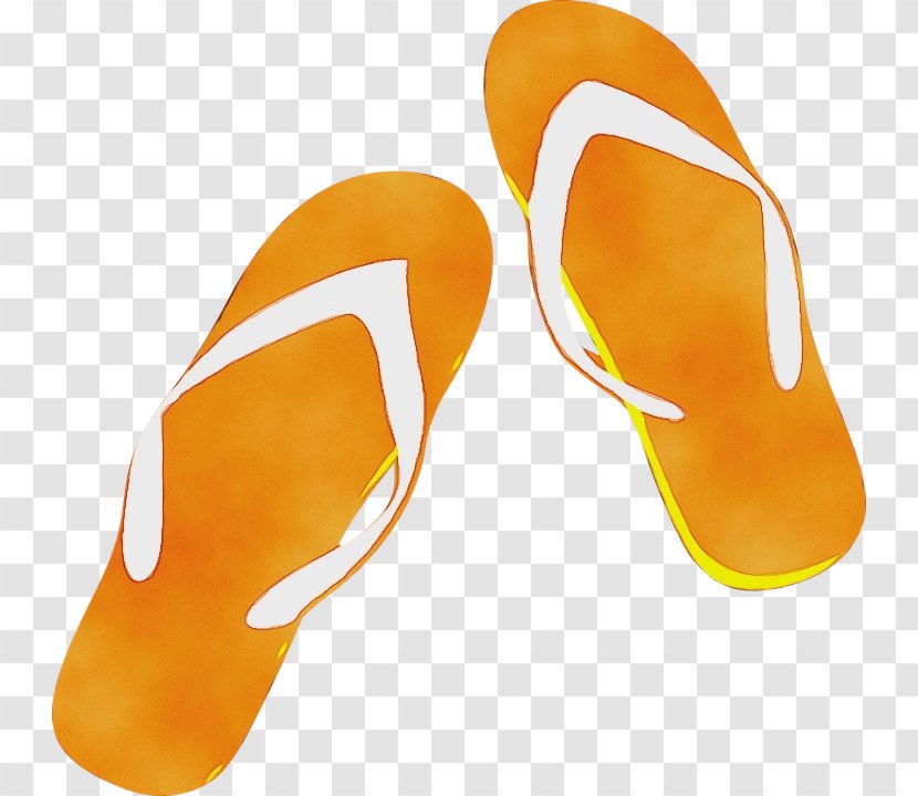 Watercolor Cartoon - Slipper - Yellow Orange Transparent PNG