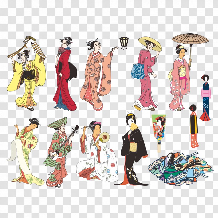 Japan Drawing Clip Art - Costume Design - Traditional Japanese Woman Vector Transparent PNG
