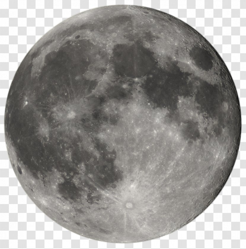Full Moon Lunar Phase Clip Art - Monochrome - .ico Transparent PNG