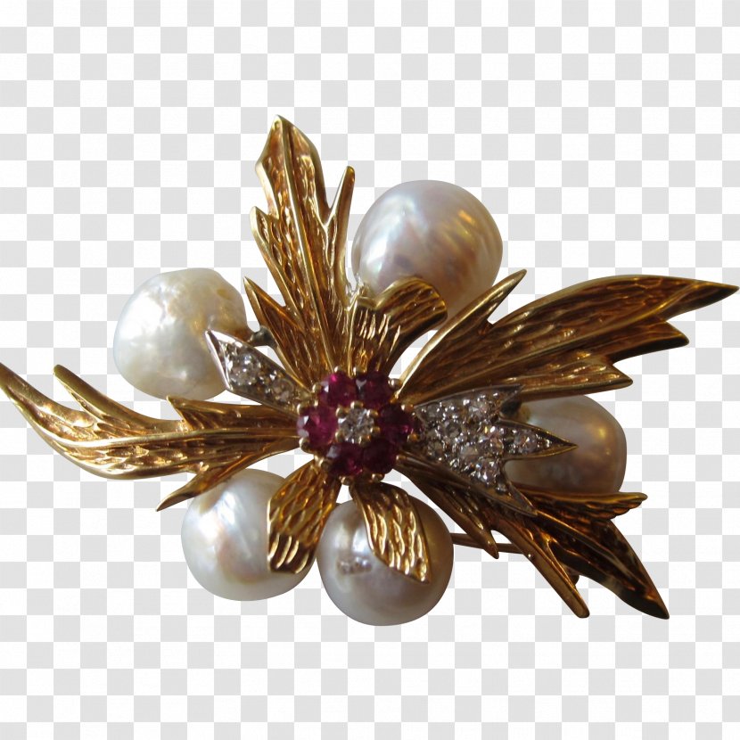 Brooch Baroque Pearl Colored Gold Transparent PNG