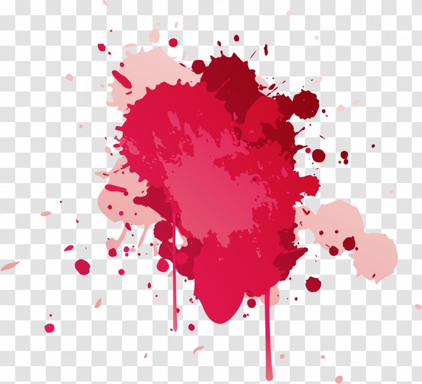 Paper Watercolor Painting Red Ink - Color - Splatter Transparent PNG