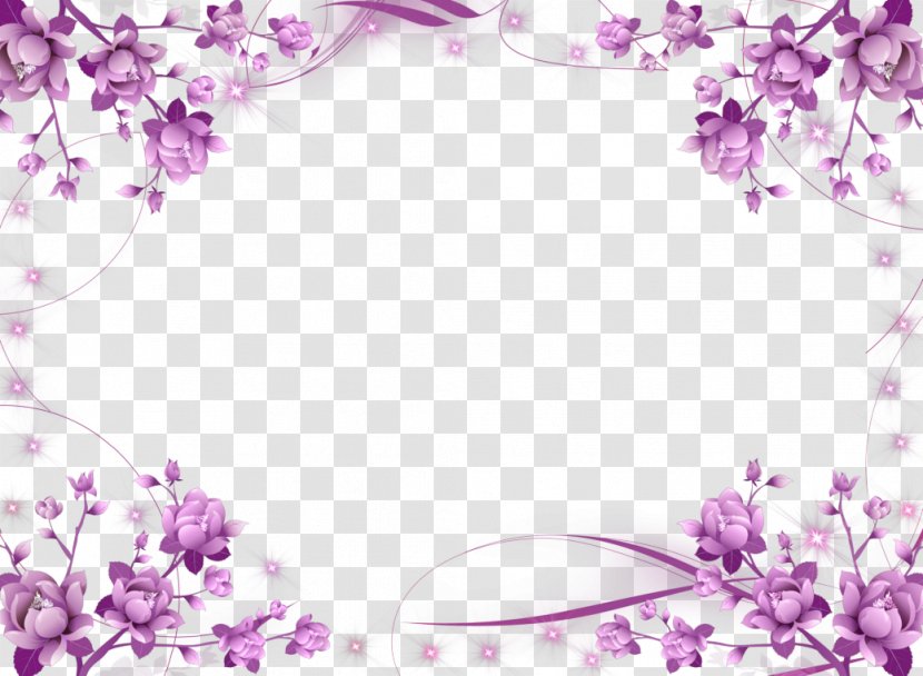 Borders And Frames Picture Flower Purple Clip Art - Plant - Border Transparent PNG