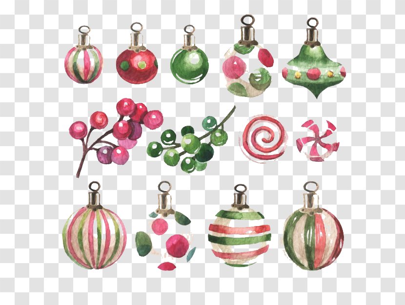 Bolas: Navidad Christmas Ornament Watercolor Painting - Vase Decoration Picture Material Transparent PNG