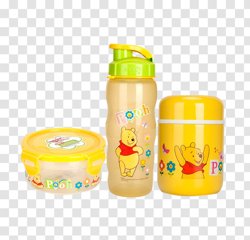 Winnie The Pooh Bear Cartoon - Plastic - Children's Cups Thermos Set Transparent PNG