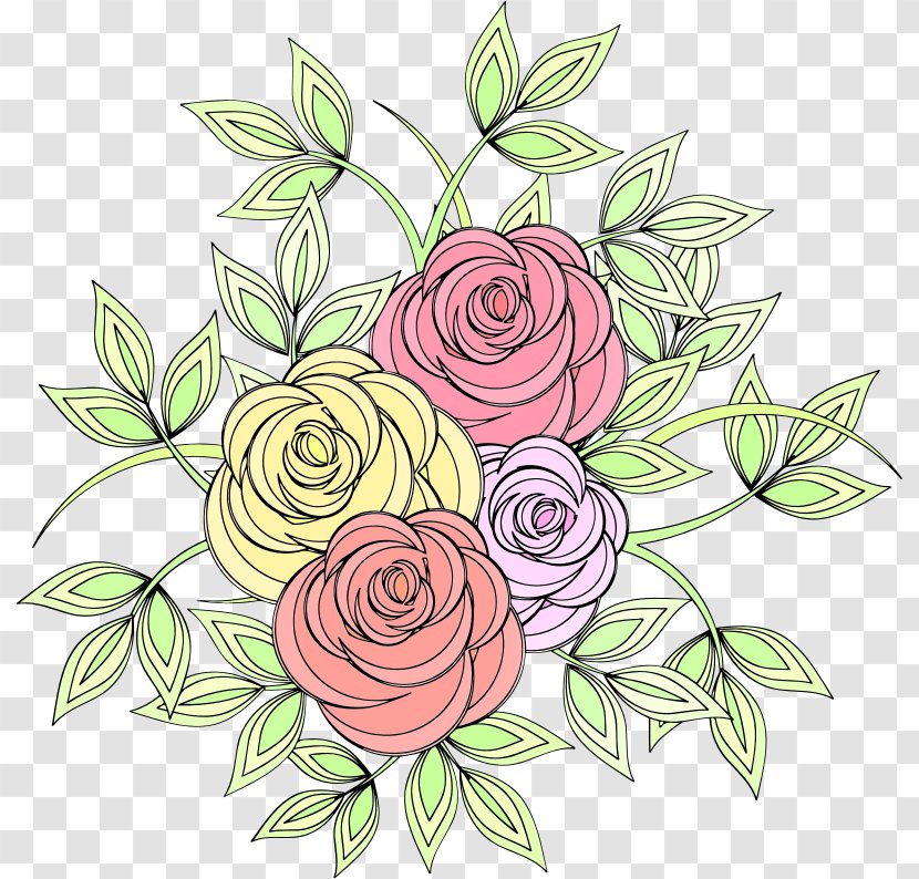 Garden Roses Cut Flowers Clip Art - Coloring Book - Small Flower Transparent PNG