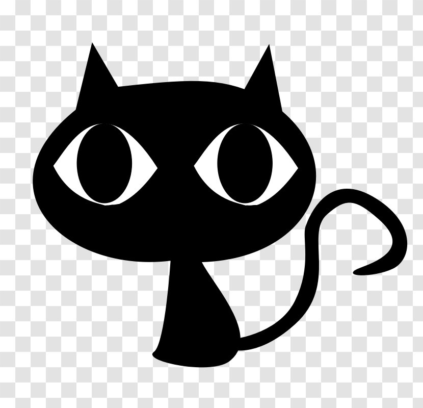 Black Cat Kitten Cartoon Clip Art - And White Transparent PNG