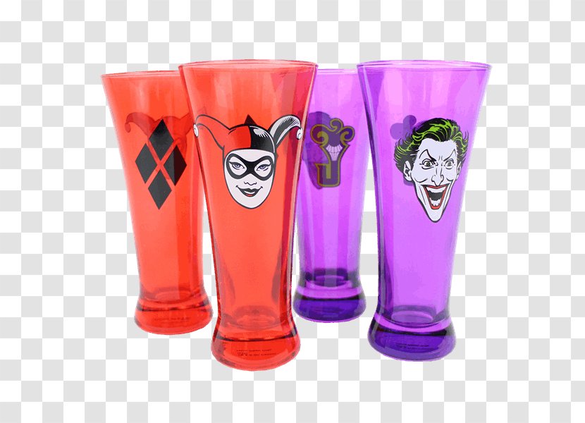Harley Quinn Joker Pint Glass Cup - Comic Transparent PNG