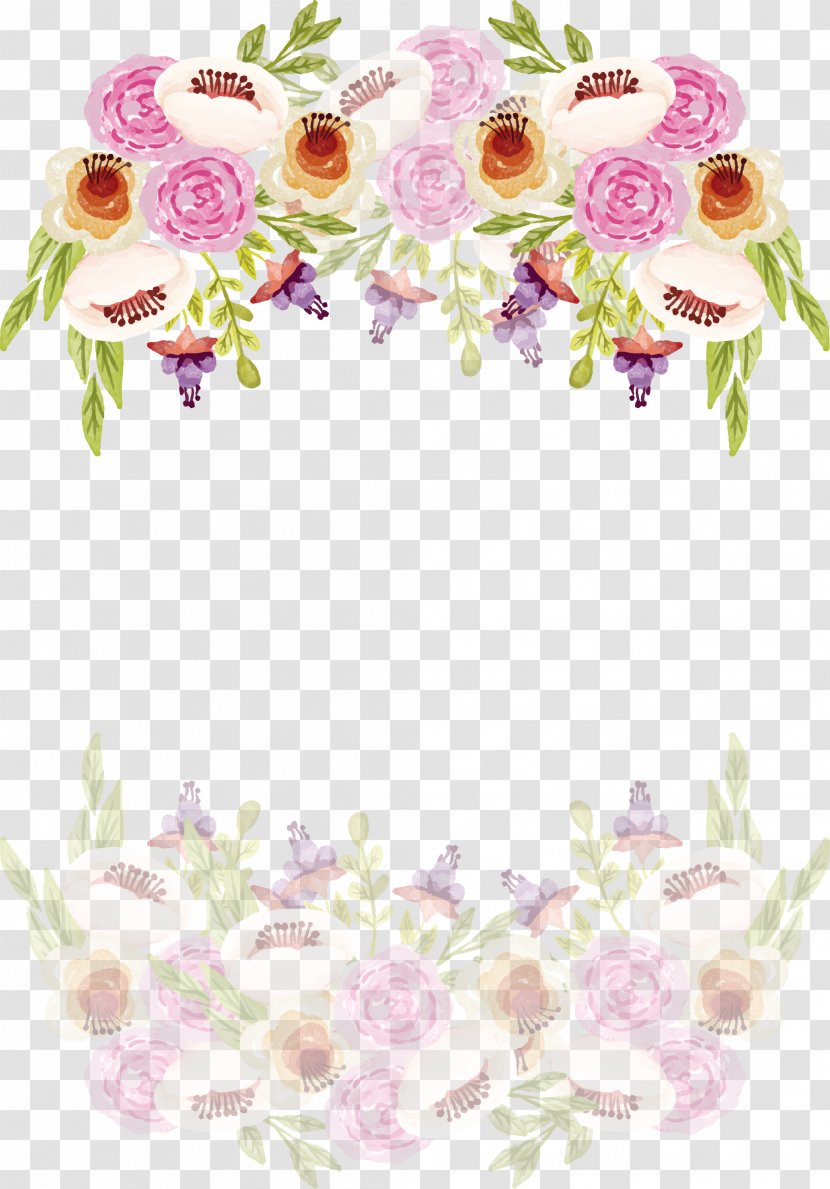 Wedding Invitation - Floral Design - Romantic Watercolor Border Of Camellia Transparent PNG