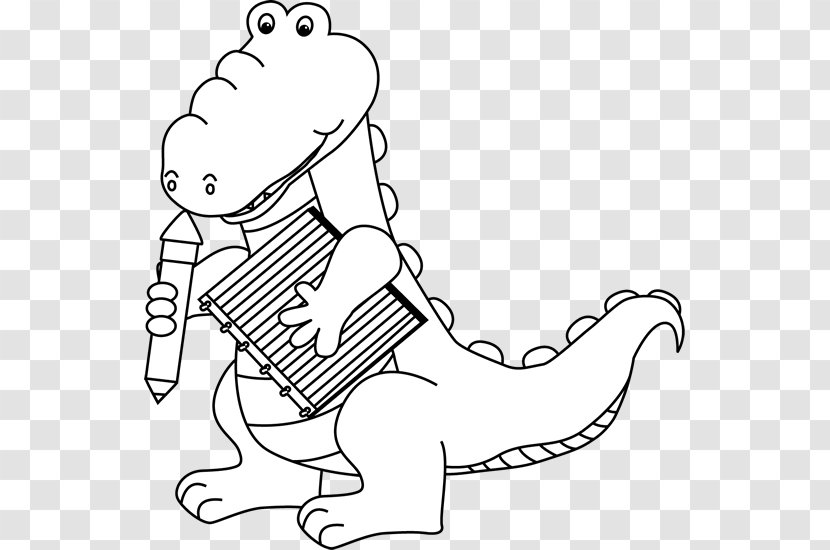 Alligator Crocodile Black And White Clip Art - Flower Transparent PNG