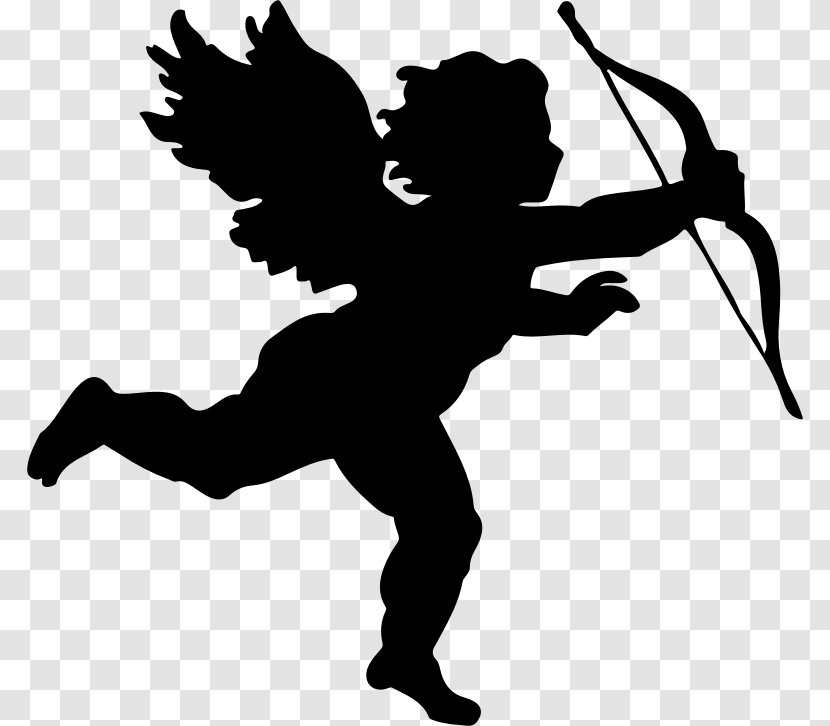 Cherub Cupid Silhouette Clip Art - Valentine S Day Transparent PNG