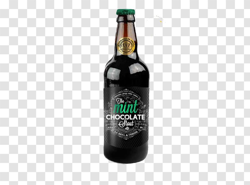 Ale Beer Bottle Stout Glass - Chocolate Mint Transparent PNG