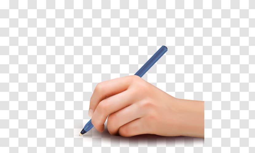 Paper Writing Hand Illustration - Holding A Pencil Transparent PNG