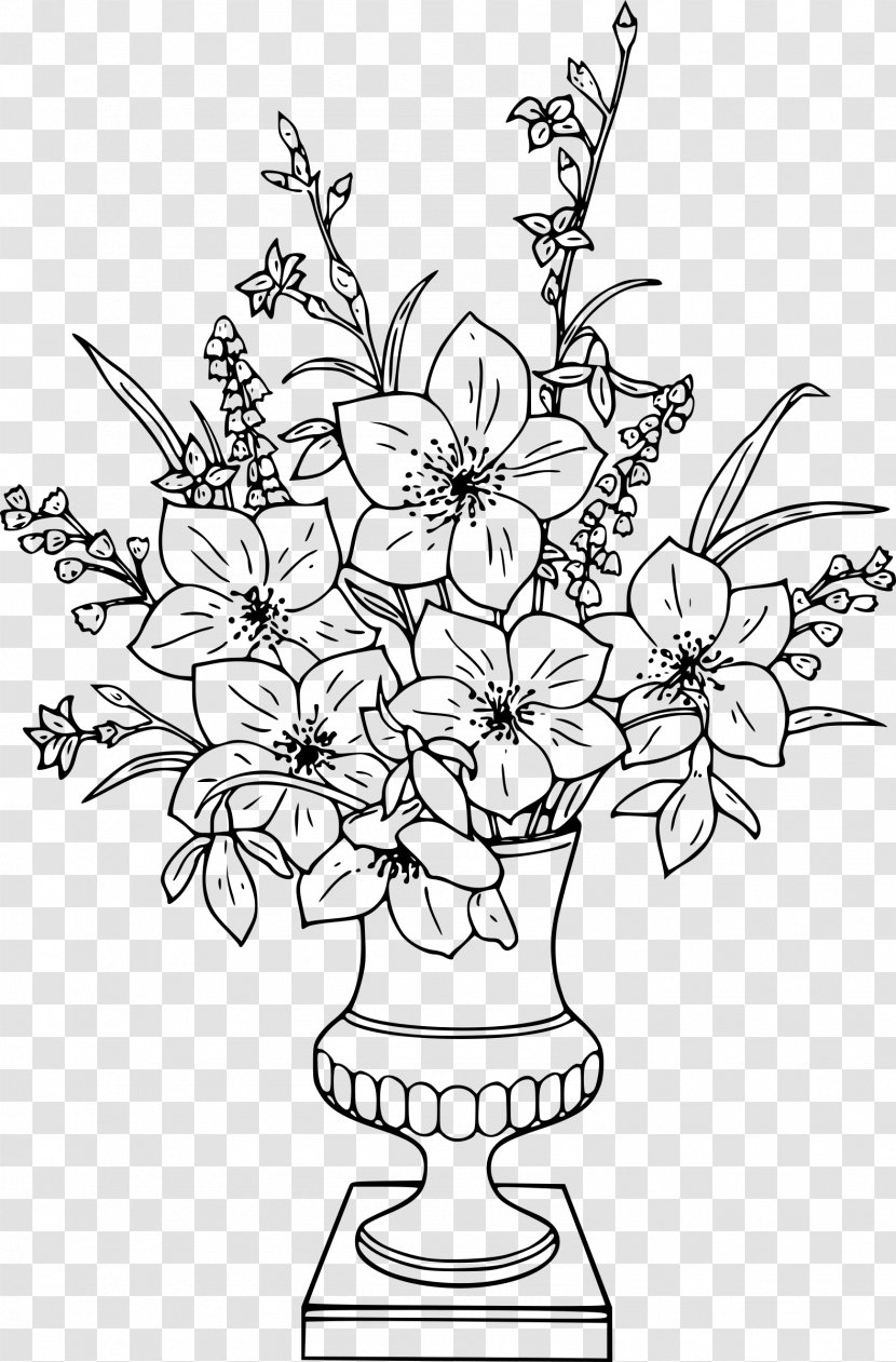 Flowers In A Vase Of Drawing - Monochrome Photography - Gladiolus Transparent PNG