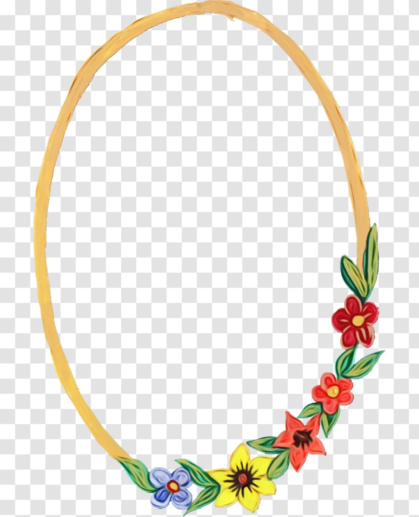 Watercolor Floral Frame - Painting - Jewellery Necklace Transparent PNG